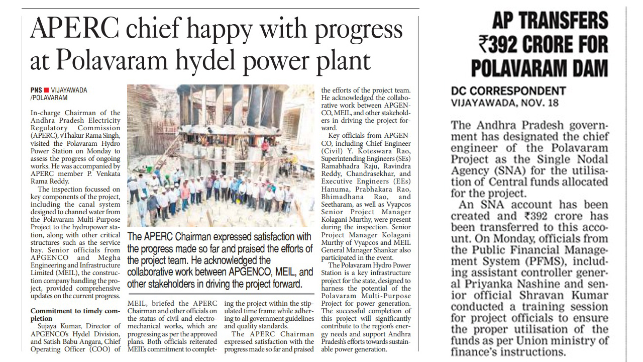 APERC Chairman Reviews Progress at Polavaram HEPP