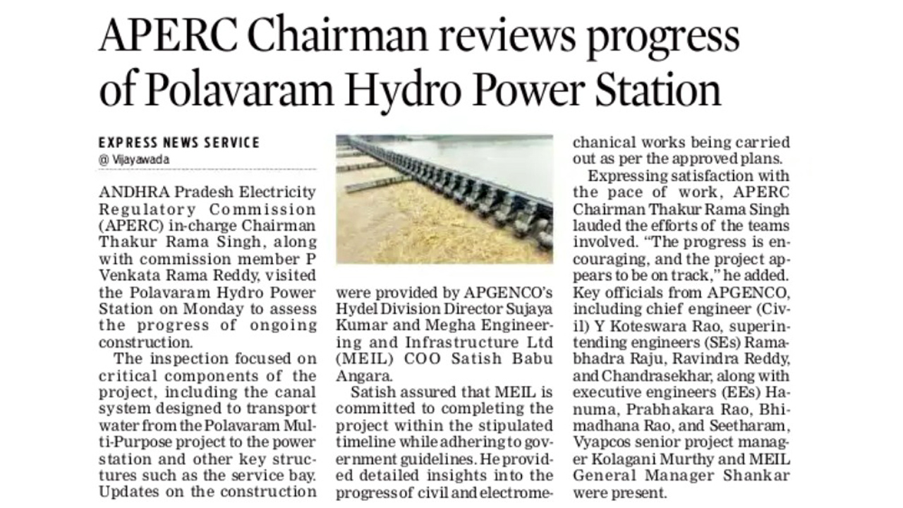APERC Chairman Reviews Progress at Polavaram HEPP