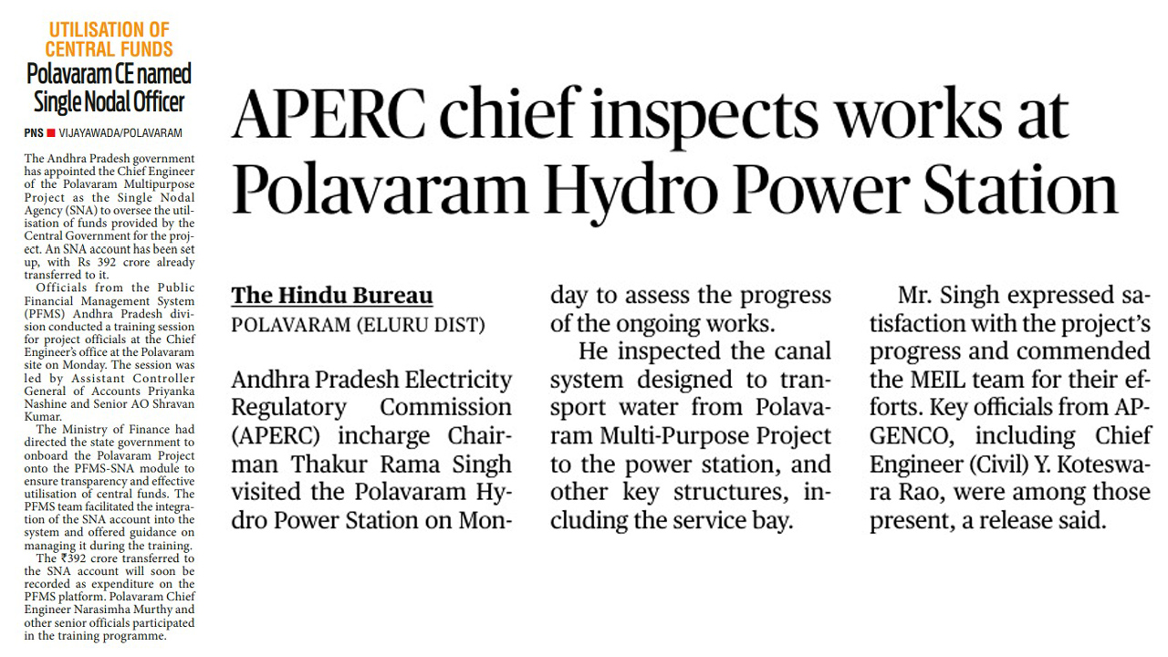 APERC Chairman Reviews Progress at Polavaram HEPP