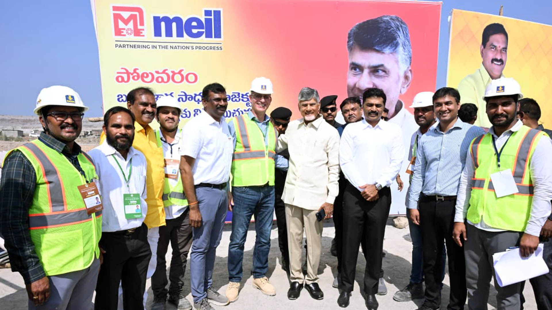 MEIL Group actively advances Polavaram project construction. Currently, our teams progress on Earth-cum-Rock Fill Dam sections Gap-1 and Gap-2, Buttress Dam, and Diaphragm Wall works to ensure reservoir stability and effective flood management. On 7th Jan 2026 Andhra Pradesh Chief Minister N. Chandrababu Naidu conducted a detailed field inspection of these ongoing activities at the project site. He reviewed progress across the core structural components under MEIL Group's execution. The Chief Minister examined Gap-1 and Gap-2 rock-fill embankment construction, featuring layered sand, clay, and heavy rock for robust Godavari flow containment. He also assessed Buttress Dam progress and Diaphragm Wall installation in the challenging sand-reach foundation, achieving 88% civil works completion. Chief Minister Naidu appreciated the impressive work progress and commended MEIL Group's engineering teams for rapid execution and adherence to the highest quality standards. MEIL Group remains committed to delivering Polavaram's comprehensive irrigation, hydropower, and drinking water benefits through excellence in infrastructure development.