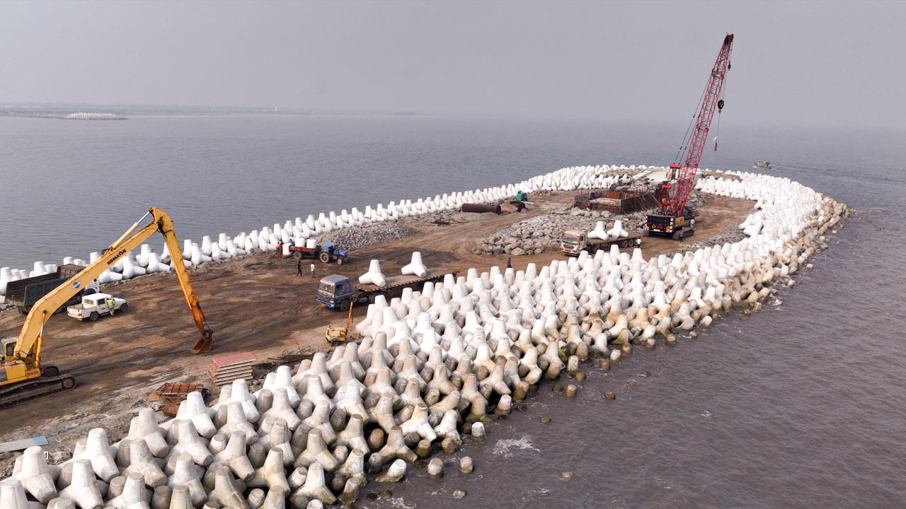 Laying off tetrapods completed at core area in Machilipatnam Port