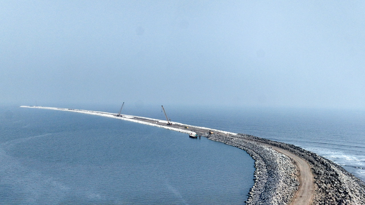 Laying off tetrapods completed at core area in Machilipatnam Port