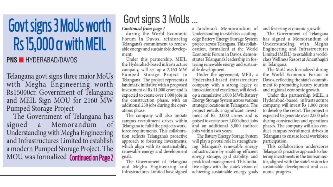 MEIL Signed Key MoUs at World Economic Forum